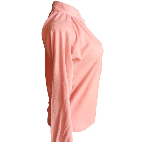 Medium Women's Secretary Top Vintage 70's Challissimo Pink Button-Up Blouse Mom - Picture 7 of 8